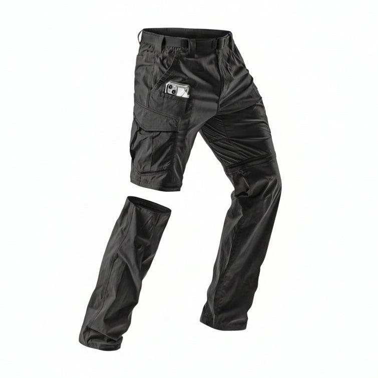 CQR Men's Convertible Cargo Work Pants, Water Resistant, Zip Off, W/Belt Black