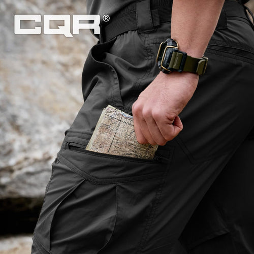CQR Men's Convertible Cargo Work Pants, Water Resistant, Zip Off, W/Belt Black