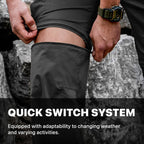 CQR Men's Convertible Cargo Work Pants, Water Resistant, Zip Off, W/Belt Black