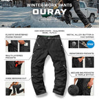 CQR Men's Winter Tactical Cargo Pants, Thermal Fleece Lined